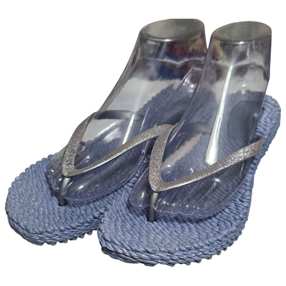 Ilse Jacobsen Cheerful01 Flip Flops Womens 9 EU 39 Blue Glitter Thong Sandals